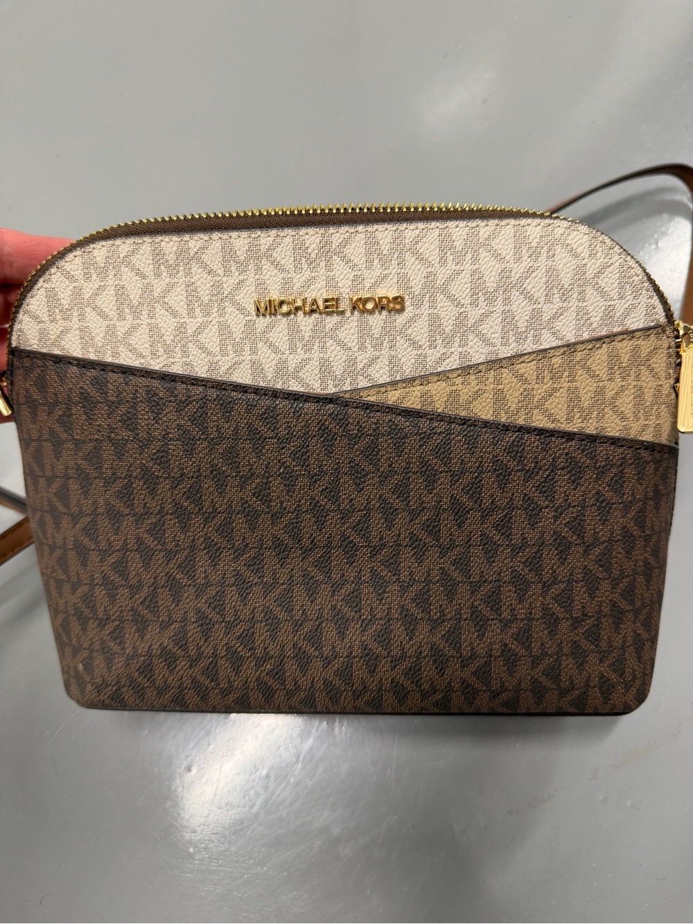 Michael Kors Logo Crossbody - Brown, Tan, Cream